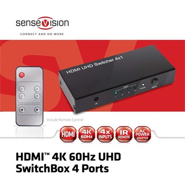 Club3D HDMI 2.0 4K60Hz UHD Switchbox 4 ports