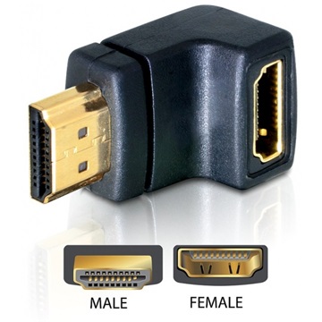 Delock 65071 HDMI apa > HDMI anya 90° lefelé hajlított adapter