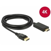 Delock  85318 Displayport 1.2 dugó HDMI-A dugó passzív 4K fekete - 3 m