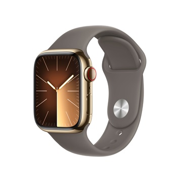 Apple Watch S9 Cellular 41mm Gold Stainless Steel Case w Clay Sport Band - S/M