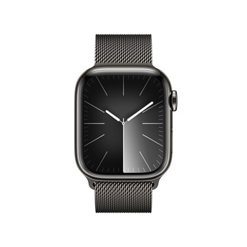 Apple Watch S9 Cellular 41mm Graphite Stainless Steel Case w Graphite Milanese Loop