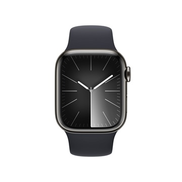 Apple Watch S9 Cellular 41mm Graphite Stainless Steel Case w Midnight Sport Band - M/L