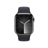 Apple Watch S9 Cellular 41mm Graphite Stainless Steel Case w Midnight Sport Band - S/M