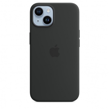 Apple iPhone 14 MagSafe rögzítésű szilikontok - Éjfekete