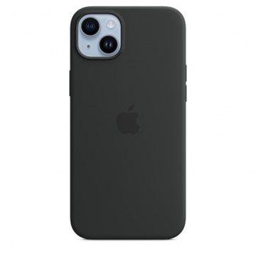 Apple iPhone 14 Plus MagSafe rögzítésű szilikontok - Éjfekete