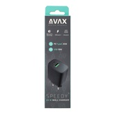 AVAX CH600B SPEEDY+ USB A (QC)+Type C (PD) 20W gyors hálózati töltő, fekete