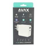 AVAX CH632W FIVEY+ USB A + Type C 45W GaN gyors hálózati töltő, fehér