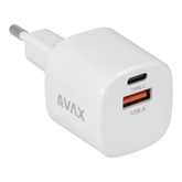 AVAX CH640W NANO+ USB A + Type C 30W GaN gyors hálózati töltő, fehér