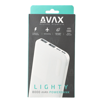 AVAX PB103W LIGHTY Type-C Powerbank 8.000mAh, fehér