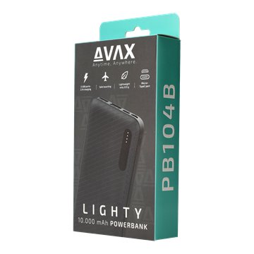 AVAX PB104B LIGHTY Type-C Powerbank 10.000mAh, fekete