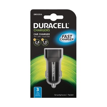 Duracell DR5035A  1A+2.4A Dual USB In-Car Charger