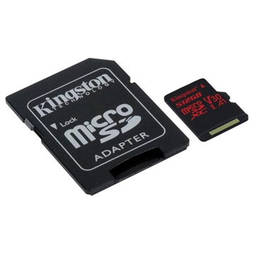 Kingston 512GB SD micro Canvas React (SDXC Class 10 UHS-I U3) (SDCR/512GB) memória kártya adapterrel