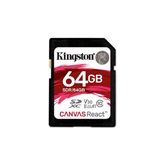Kingston 64GB SD Canvas React (SDXC Class 10  UHS-I U3) (SDR/64GB) memória kártya