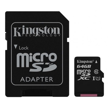Kingston 64GB SD micro Canvas Select 80R (SDXC Class 10  UHS-I) (SDCS/64GB) memória kártya adapterrel