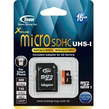 TeamGroup Micro SDHC 16GB Class 10 UHS-1 + Adapter