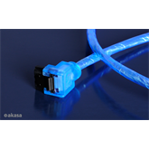 Akasa SATA3 kábel - 50cm 90°-ban elforgatott - kék-UV - 50cm - AK-CBSA01-05BV