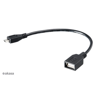 Akasa microUSB apa - USB Type-A™ anya OTG kábel - 15cm -  AK-CBUB25-15BK