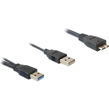 Delock 82909 USB 3.0-A apa > USB 3.0 microB apa + USB 2.0-A apa kábel - 0,2m