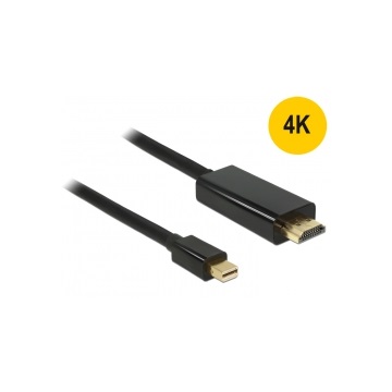 Delock 83699 miniDisplayport 1.2 dugó - High Speed HDMI A dugó 4K - Fekete - 2m
