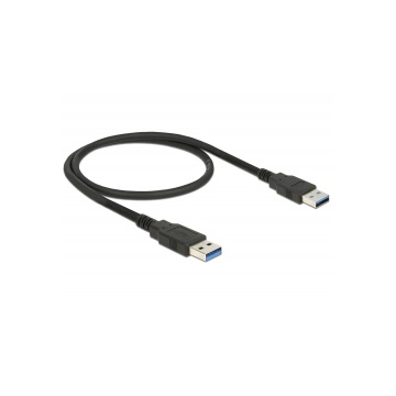 Delock 84888 USB 2.0 A dugó > USB 2.0 A dugó fekete - 0,5 m