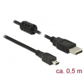 Delock 84911 USB 2.0 A dugó > USB 2.0 Mini B dugó fekete - 0,5 m
