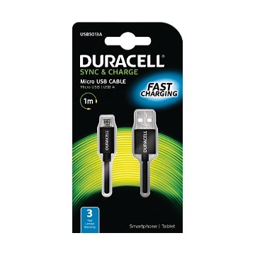 Duracell USB5013A  Sync/Charge Cable 1 Metre Black