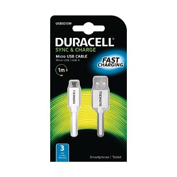Duracell USB5013W  Sync/Charge Cable 1 Metre White