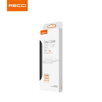 RECCI RCT-P100W TypeC-USB kábel, fehér - 1m