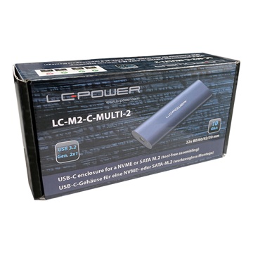 LC Power Külső ház - USB 3.2 Type-C - NVMe vagy SATA M.2 - LC-M2-C-MULTI-2