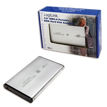 LogiLink UA0041A 2,5" SATA HDD USB2.0 külső aluminium ház - Ezüst