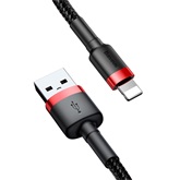 Baseus Cafule USB- iPhone adat/töltőkábel 1.5A , 2m, piros-fekete