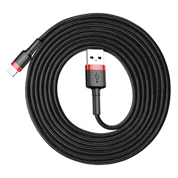 Baseus Cafule USB- iPhone adat/töltőkábel 1.5A , 2m, piros-fekete