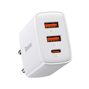 Baseus Compact Quick Charger 2U+C 30W hálózati gyorstöltő, fehér