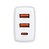 Baseus Compact Quick Charger 2U+C 30W hálózati gyorstöltő, fehér