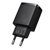 Baseus Compact Quick Charger U+C 20W hálózati gyorstöltő, fekete