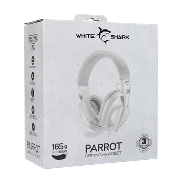 White Shark GH-2440W/G PARROT gamer fejhallgató mikrofonnal - fehér/szürke