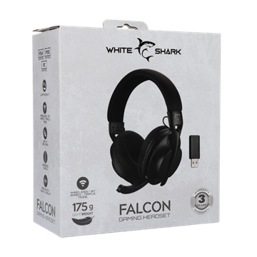 White Shark WGH-2441B FALCON vezeték nélküli gamer fejhallgató mikrofonnal - fekete