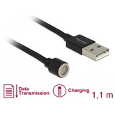 Delock 85724 Mágneses USB adat- és töltőkábel fekete - 1,1 m