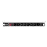 Lanberg 19" PDU/elosztósor 1U 16A 2m 8X IEC C13 aljzat, fekete C20