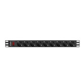 Lanberg 19" PDU/elosztósor 1U 16A 3m 9x Schuko aljzat, fekete