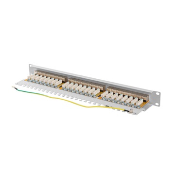 Lanberg Patch panel 24 port 1U 19" CAT.6a FTP, szürke