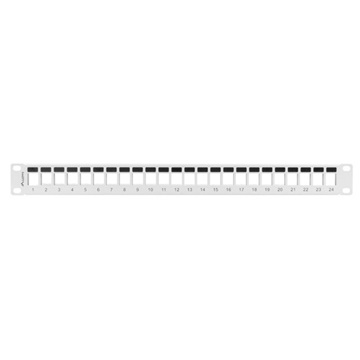 Lanberg Üres patch panel 24 port 1U 19" tehermentesítővel, szürke