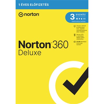 Norton 360 Deluxe - 21416696 - 25GB HU 1 felhasználó, 3 eszköz/1 év, dobozos