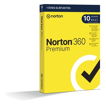 Norton 360 Premium - 21416702 - 75GB HU 1 felhasználó, 10 eszköz/1 év, dobozos