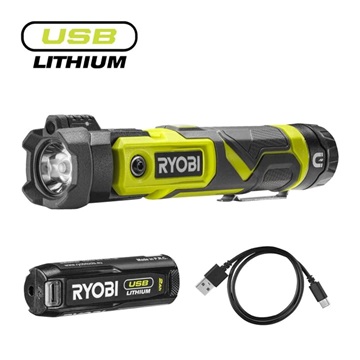 Ryobi 4V USB Lithium lámpa lézerrel, 1x 2,0Ah akkumulátor, töltő - RLP4-120G