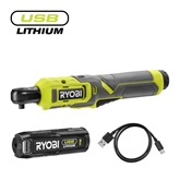 Ryobi 4V USB Lithium 1/4"-es racsnis kulcs, 1x 2,0Ah akkumulátor, töltő - RR14W4-120G